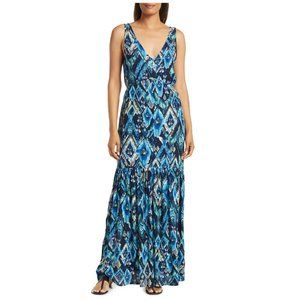 NWT Lovestitch Ikat Blue Maxi Dress